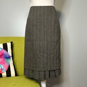 Carlisle Gray Striped Wool Pleat Hem Straight Pencil Skirt 4